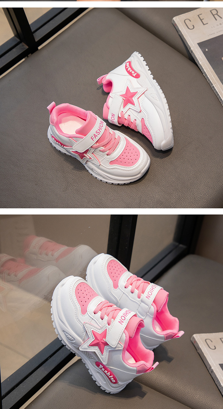 童鞋运动鞋皮面鞋子2024春秋新款儿童软底跑步鞋中大童女孩老爹鞋详情9