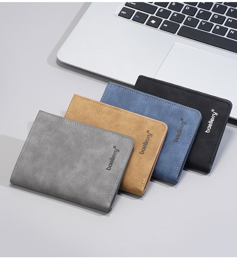 新款男士短款钱包跨境薄款磨砂皮商务两折钱夹高级感学生简约票夹详情10