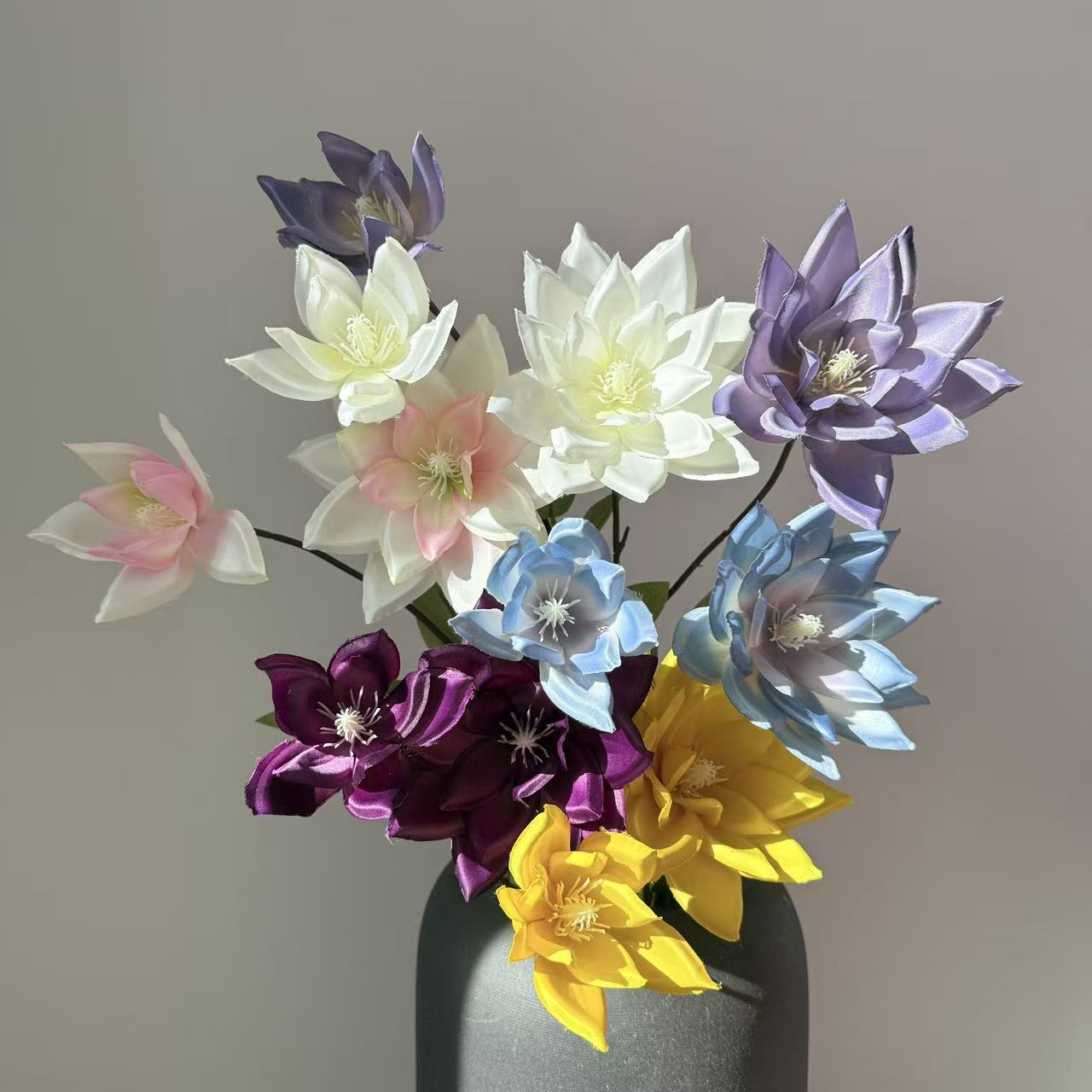 新品2头仿真大丽花莲花仿真花婚礼堂吊顶路引家居摆件婚庆假花详情8