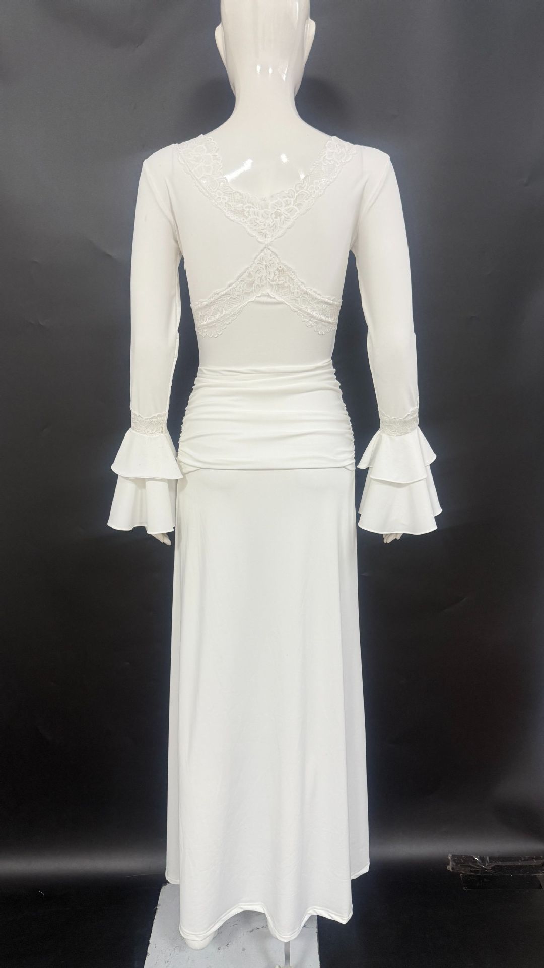 New fashionable lace, sexy and spicy long dress for women in foreign trade, flared sleeves, figure-hugging and patchwork European and American dress for women pic 25