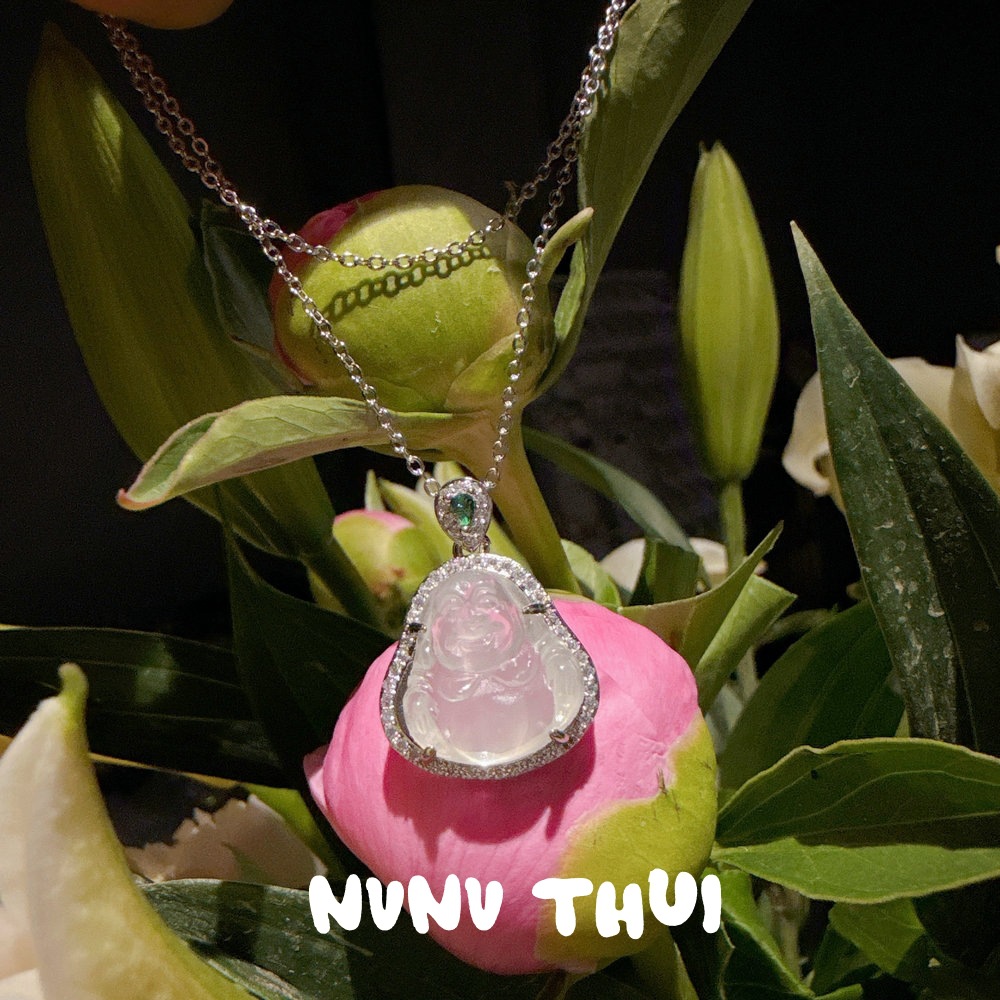 Lychee frozen white chalcedony gourd gemstone pendant necklace, water and water beautiful concubine smiling chalcedony Buddha necklace pic 15