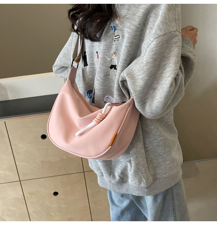 Casual nylon fabric bag for women, 2024 new trendy Korean style crossbody dumpling bag, versatile large-capacity canvas single-shoulder bag pic 14