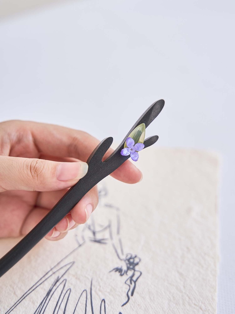 古风发簪女木质钗子流苏步摇高级感新中式盘发器马面裙汉服禾木簪详情7