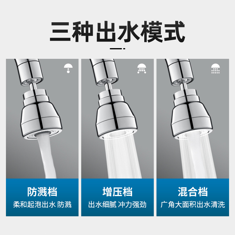 All-copper kitchen faucet universal extender, anti-splash head nozzle, universal cold and hot faucet extension nozzle pic 9