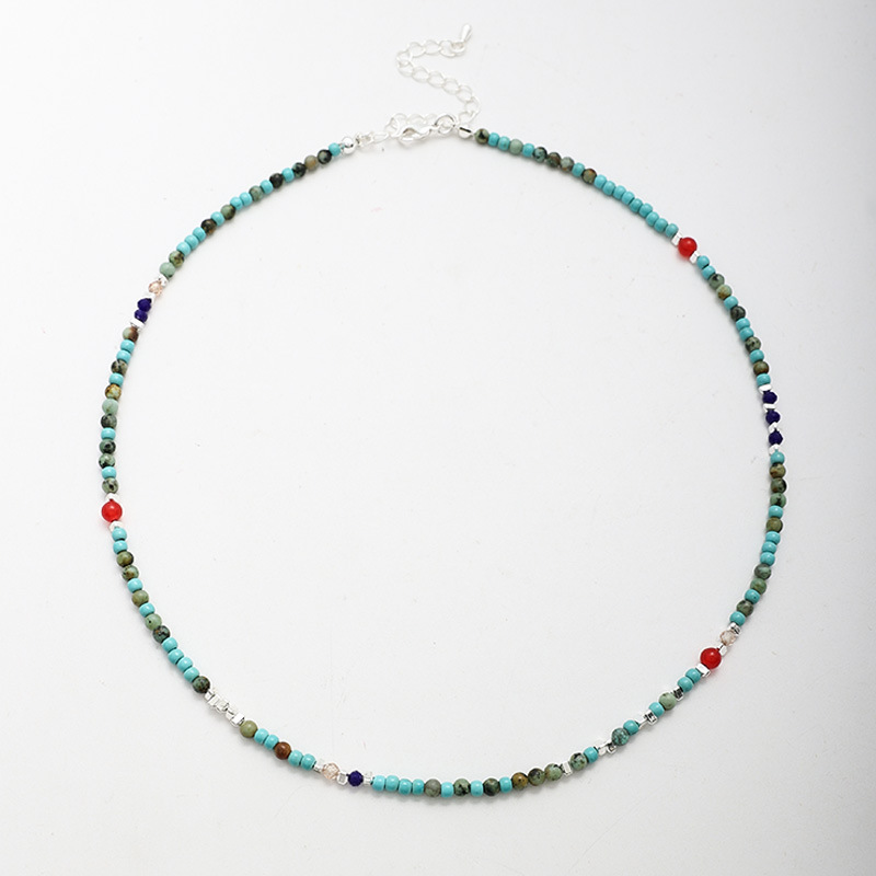 波罗*海 春夏文艺绿松石手工串珠项链精致休闲彩色叠戴锁骨链国潮详情4