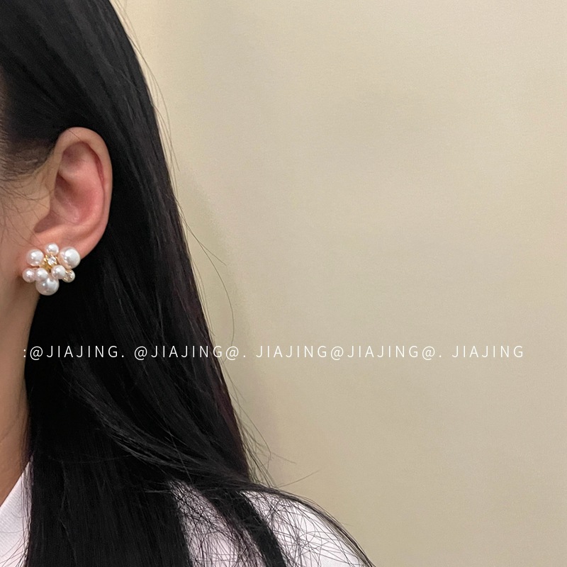 小众设计感珍珠耳环锆石轻奢风高级感925银针韩版春夏新款个性女~详情5