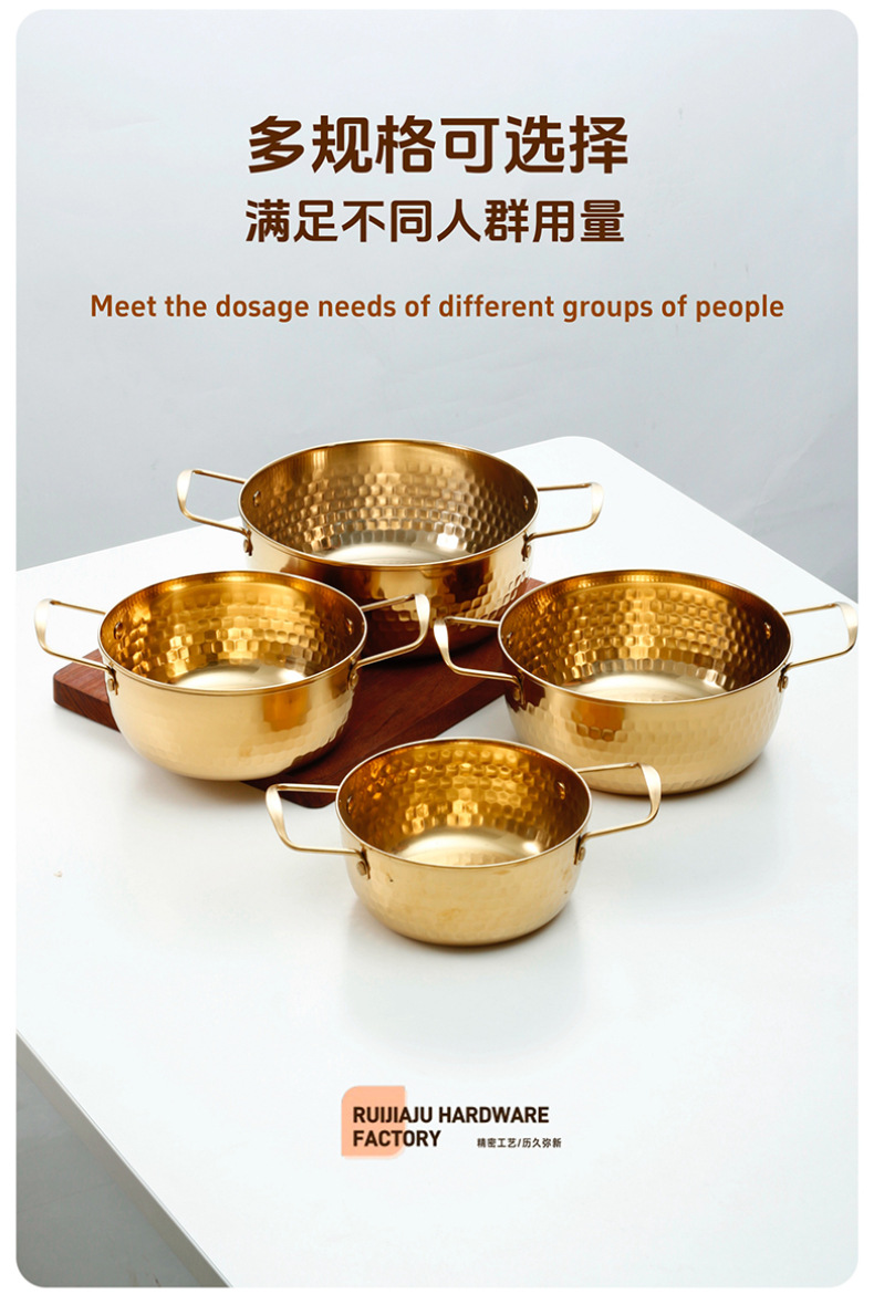 The popular Yiwu Middle East Golden Double-ear snow flat pot with steamer is a single-person pot that can cook Korean-style instant noodles pic 17