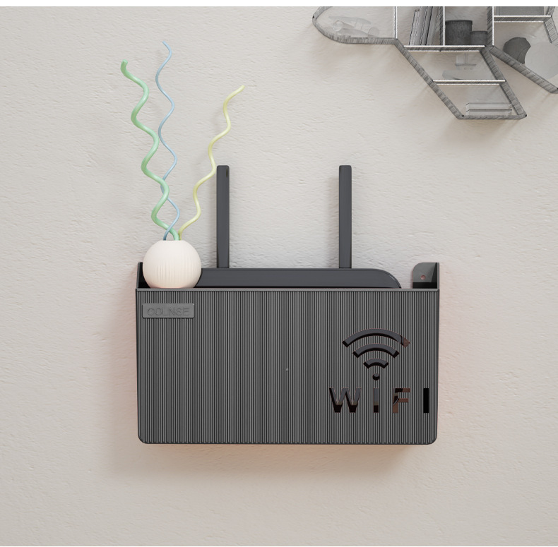 壁式收纳盒无线wifi电视机顶盒路由器置物架免打孔收纳盒子壁挂式详情33