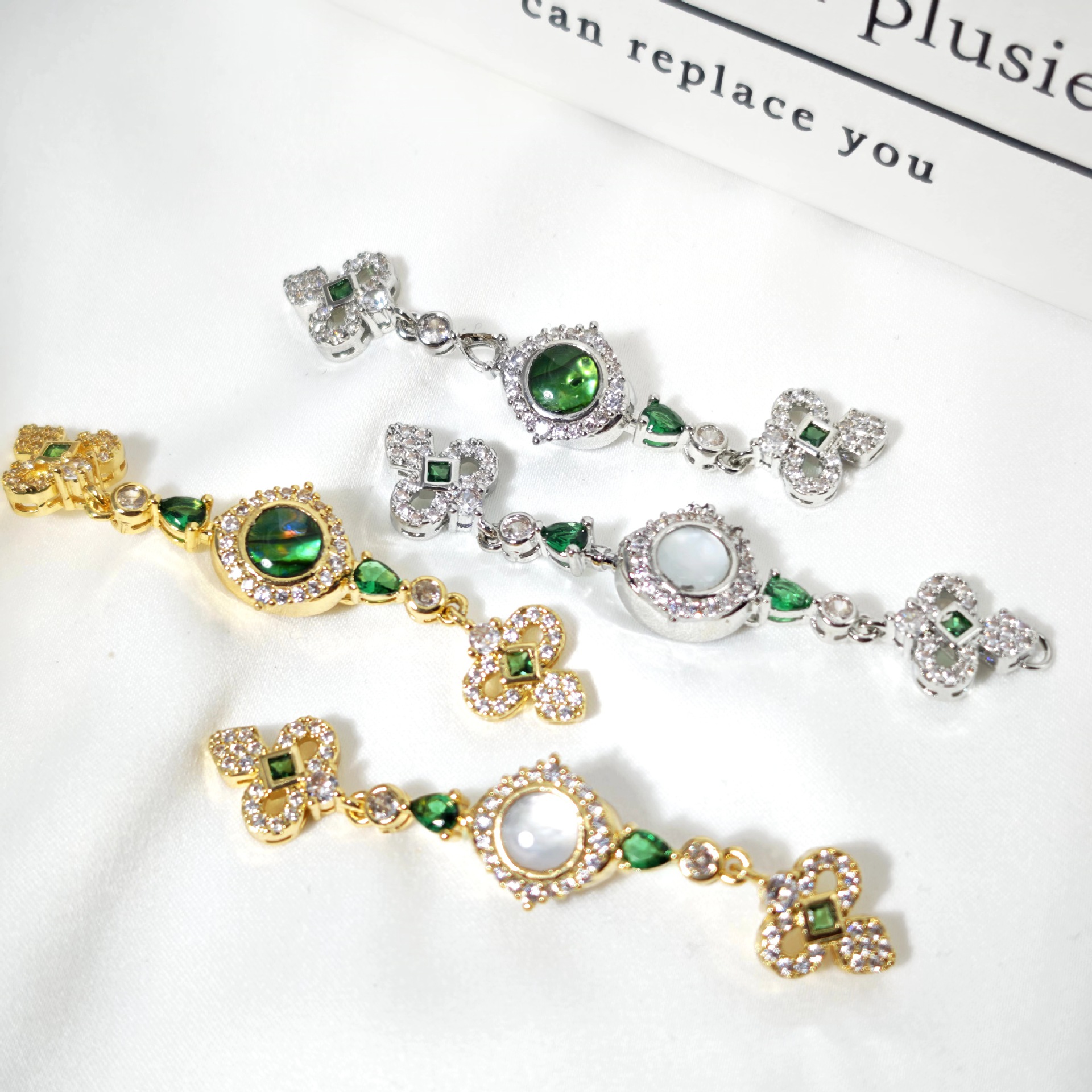 Pearl necklace clasp, natural pearl oil painting style drip oil, three-petal flower finish clasp, connecting clasp, sweater chain diy accessories pic 10