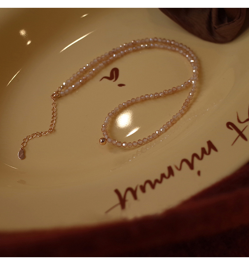 钛钢流金岁月闪耀太阳石串珠项链女夏天气质网红同款设计感锁骨链详情2