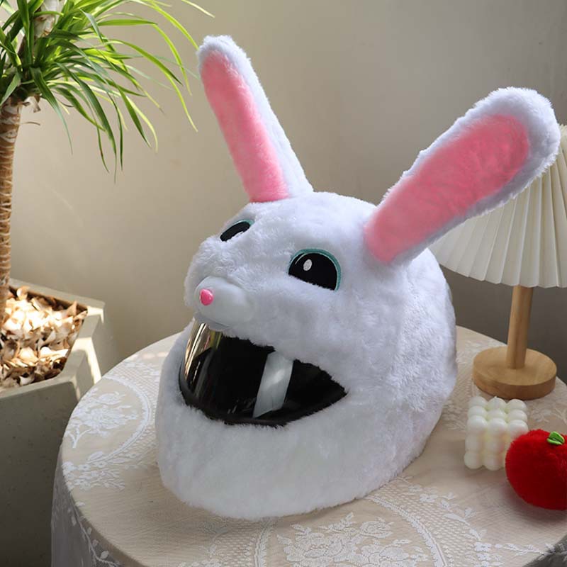 万圣节兔子毛绒摩托机车头盔套卡通头盔饰品帽炸街保护套恐怖潮流详情13