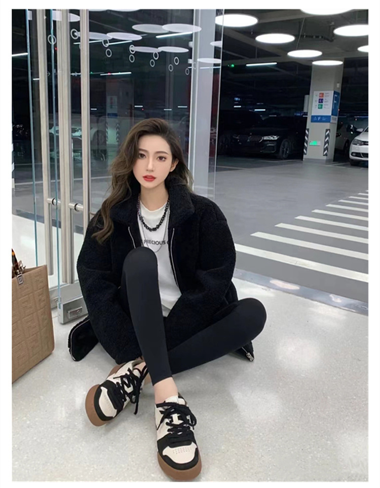 高版本F家match麂皮板鞋女平底系带拼接真皮小白鞋男女同款德训鞋详情3