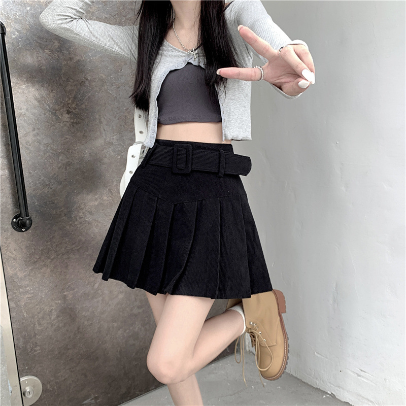 秋冬季韩版2024新款时尚辣妹高腰显瘦短款百搭纯色百褶半身裙子女详情35