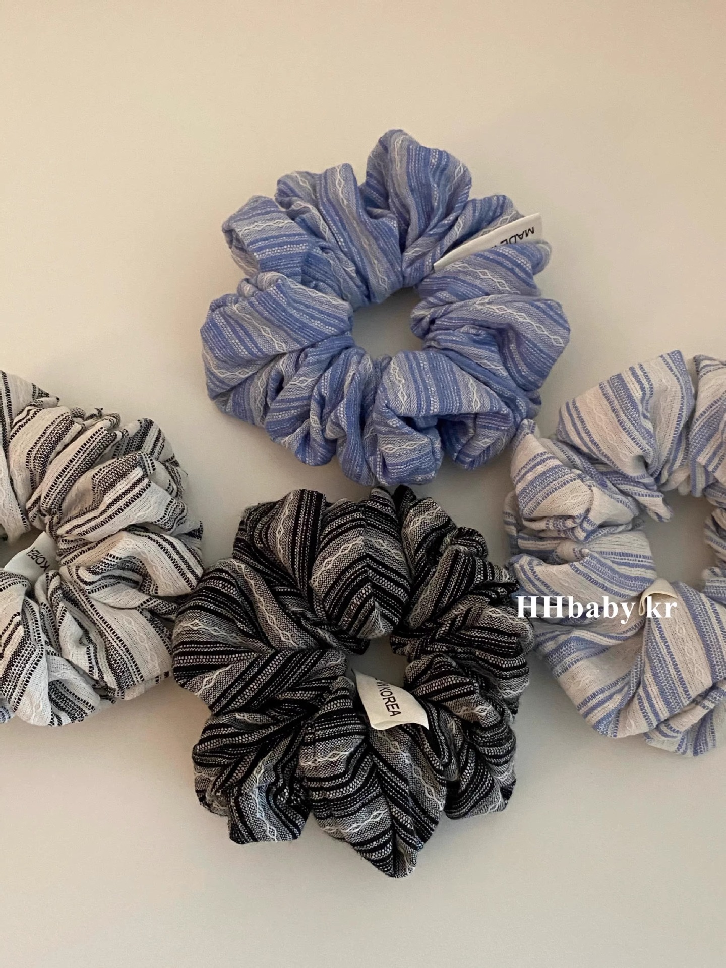 Korean style colorful striped large intestine hair band female Internet celebrity 2025 new summer high-J-look bun hair rope accessory pic 1