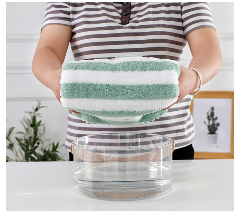 【 Chi Jia 】 Coral Velvet Bath Towel, High-density cationic striped Bath towel, Warp knitted Absorbent Double-sided Velvet towel pic 8
