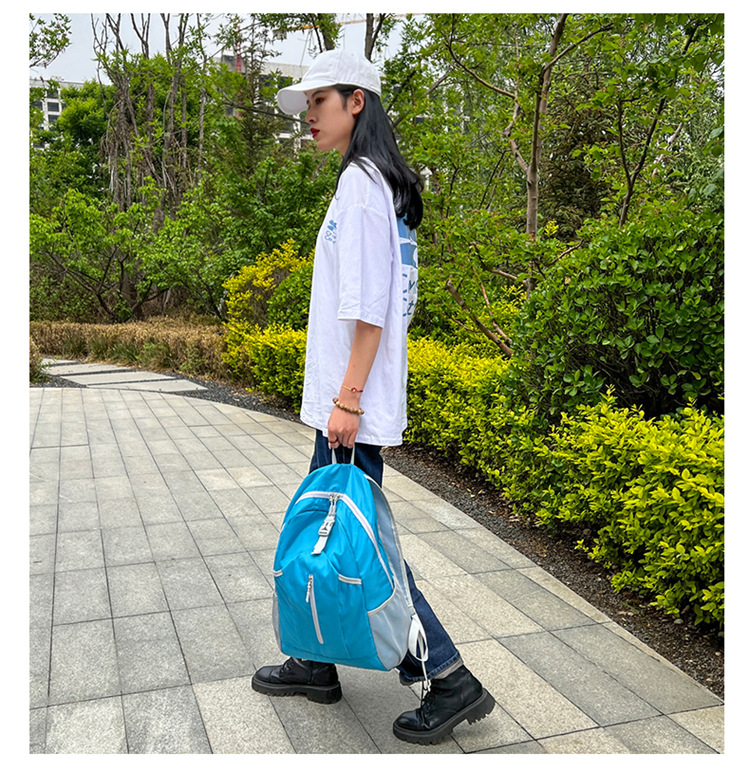 Wholesale of new cross-border outdoor folding bags with logo printing, hiking bags, water-resistant backpacks, and backpacks pic 19