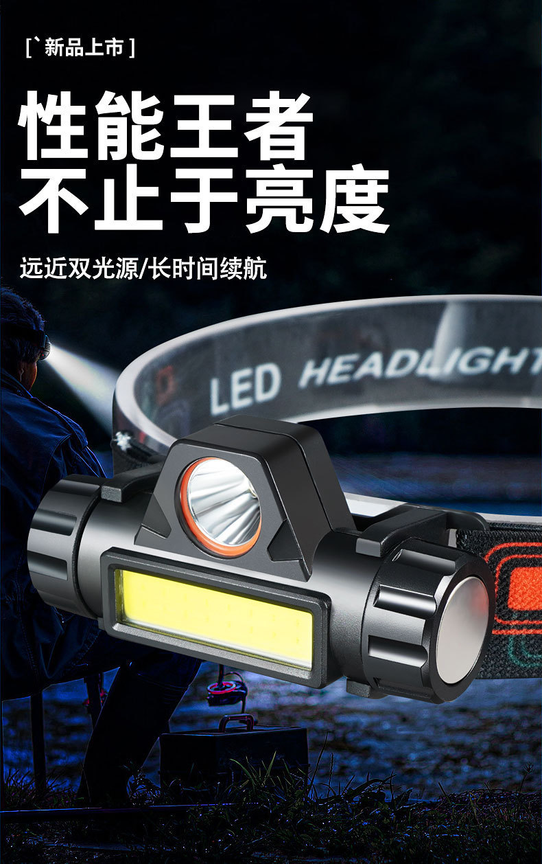 led strong headlight, mini charging, small waterproof diffused light cob headlight, outdoor night fishing headlight, multi-functional headlight pic 8