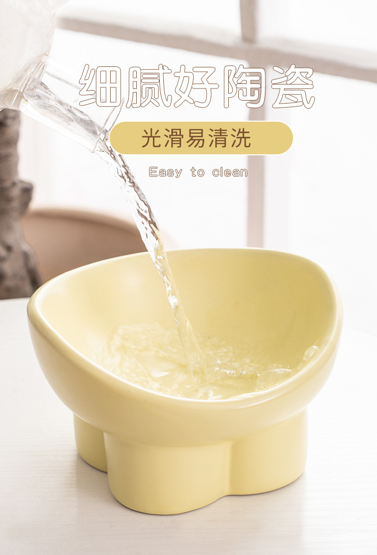 Cat bowl, ceramic food bowl, water bowl, cervical vertebrae protection, high legs, slanted mouth, cat drinking bowl, pet bowl, dog rice bowl, food basin pic 3