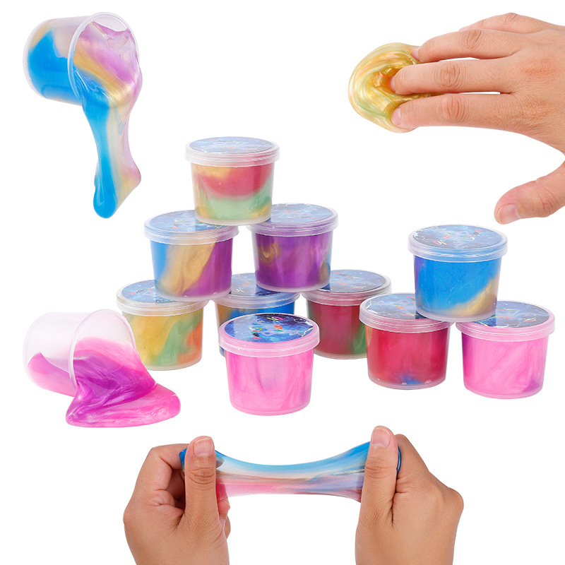 亚马逊爆款 星空水晶泥七彩小罐史莱姆混色起泡胶 slime 厂家批发详情18