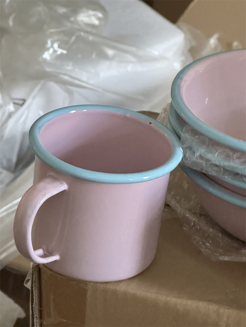 韩国ins同款复古泼墨搪瓷餐具套装搪瓷碗马克杯盘详情4