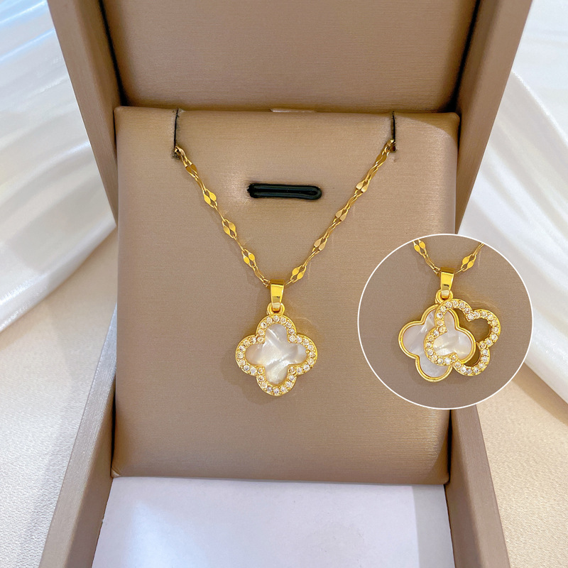 【钛钢】幸运项链女铜微镶真金电镀简洁Ins网红精致锁骨链脖链详情7