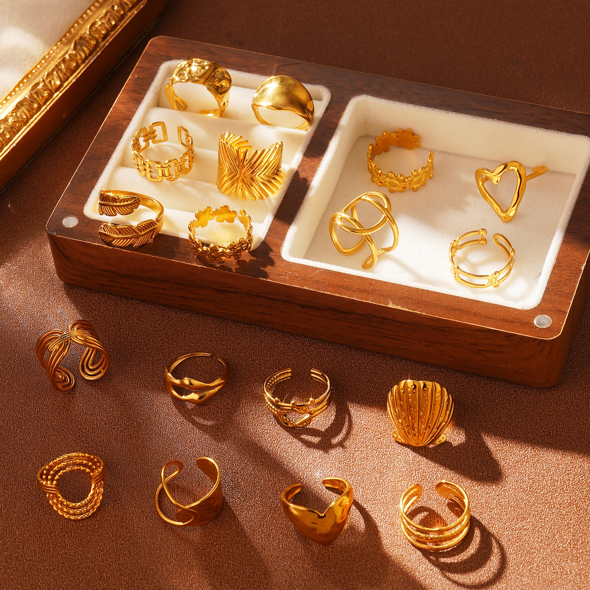 Retro European and American geometric stainless steel ring, non-fading shell geometric shape, fashionable and simple titanium steel index finger ring pic 19