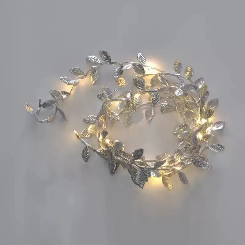Cross-border new product LED simulation gold leaf light string, Christmas decoration, green vine luminous green leaf string light, colorful light pic 9