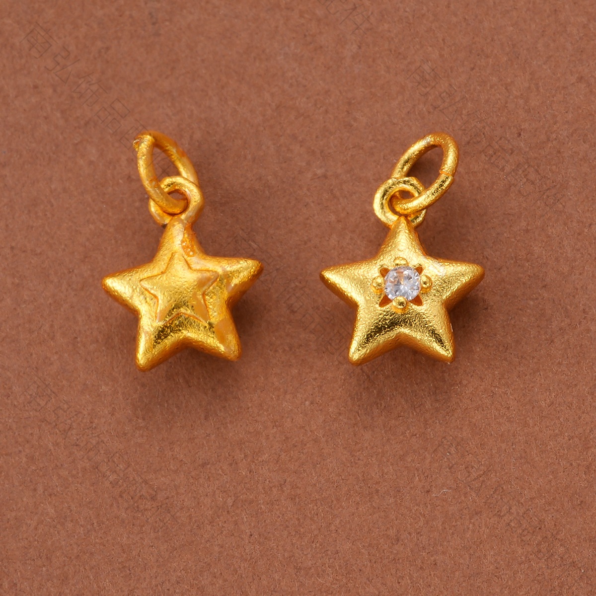 Ancient Vietnamese sand gold color retention zirconium five-pointed star pendant bracelet necklace clasp DIY jewelry accessory pic 8