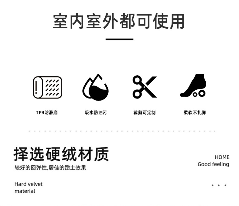 入户厨房浴室吸水防滑脚垫耐脏可裁剪卧室客厅地毯多功能地垫详情3
