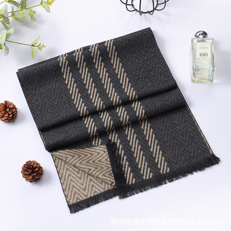 外贸男士围巾批发厂家男秋冬流苏围巾格子围巾仿羊绒围巾源厂家详情17