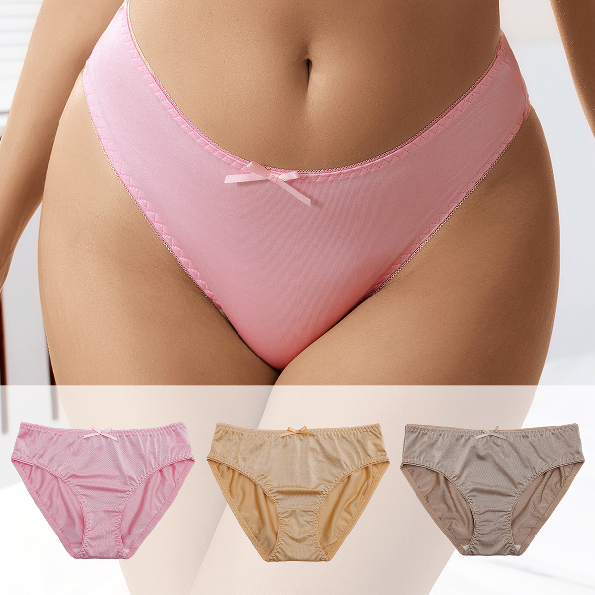YANNI2024 Summer New Style European and American large-sized solid color underwear for women, comfortable, antibacterial, pure cotton crotch triangle pants, comfortable, soft, sexy and breathable underwear for women, factory wholesale pic 2
