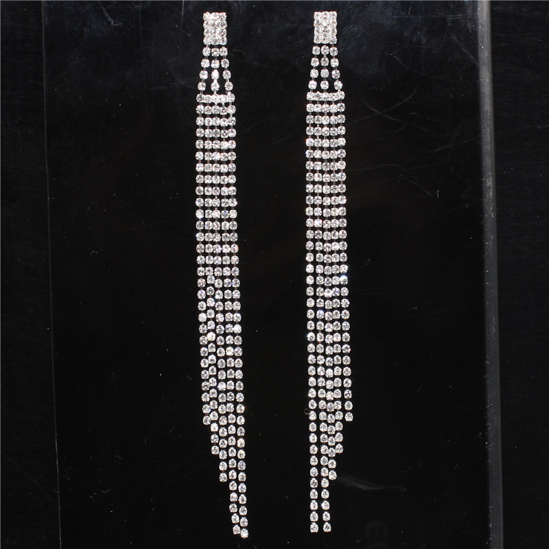 爪链流苏链装饰耳环长款耳针钻链耳饰品女孩首饰铜爪烧焊厂家直销详情29