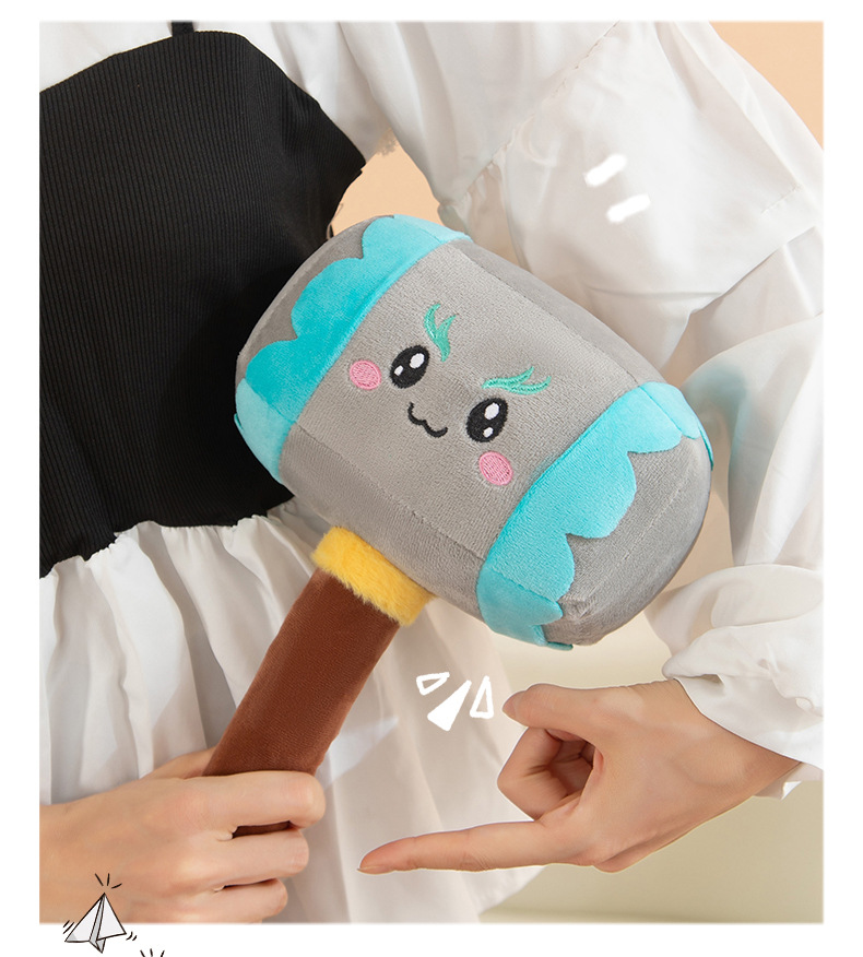 Creative ice-breaking hammer plush toy, realistic hammer, funny expression, sand sculpture 3D playful doll, as a gift for your best friend pic 7