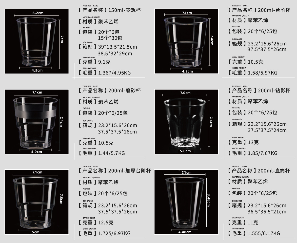 金五缘ps一次性杯子加厚硬质航空杯透明塑料杯太空杯饮料果汁水杯详情20