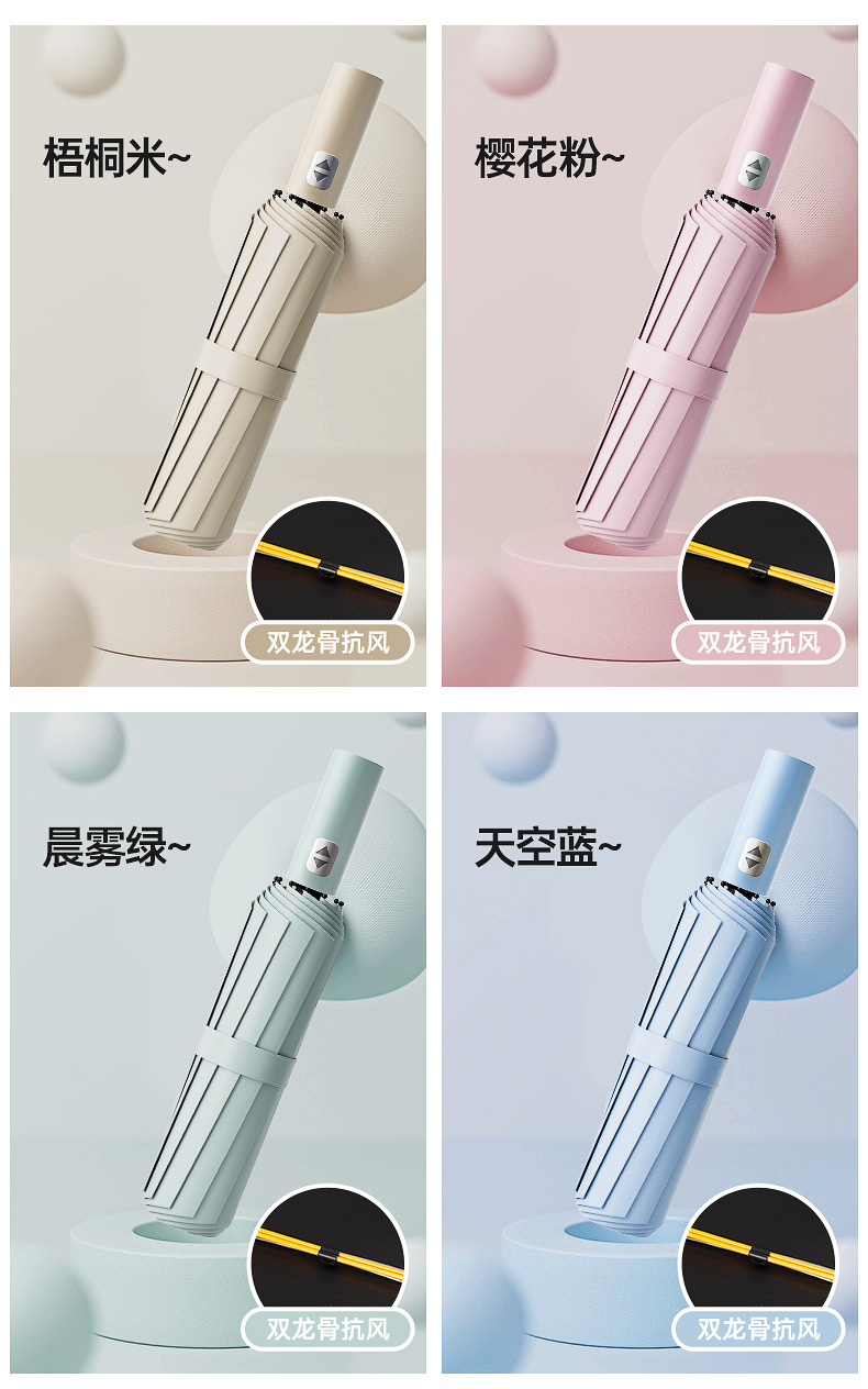 雨伞自动全24骨折叠伞高级感女晴雨两用男太阳伞防晒紫外线遮阳详情22