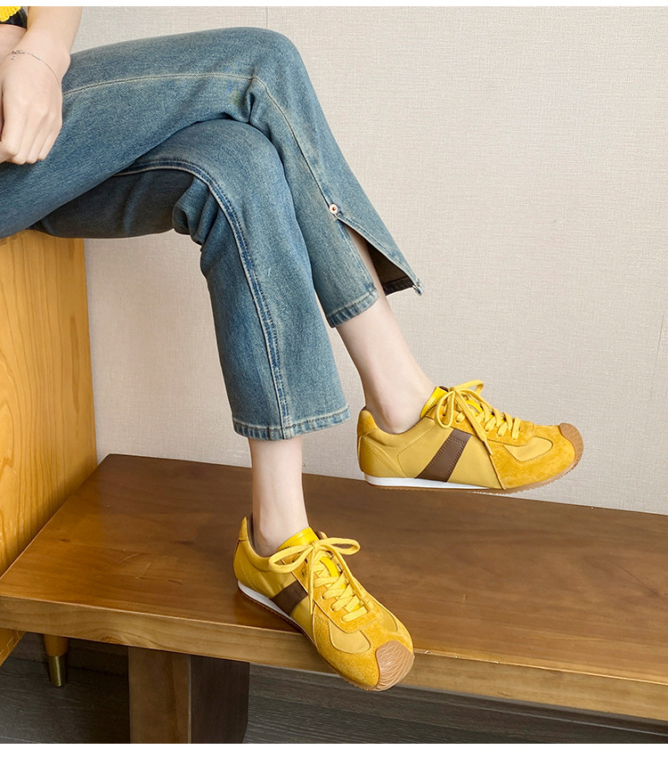 【高品质】芒果头小众舒适拼接皮面拼色德训鞋美式复古运动休闲鞋详情12