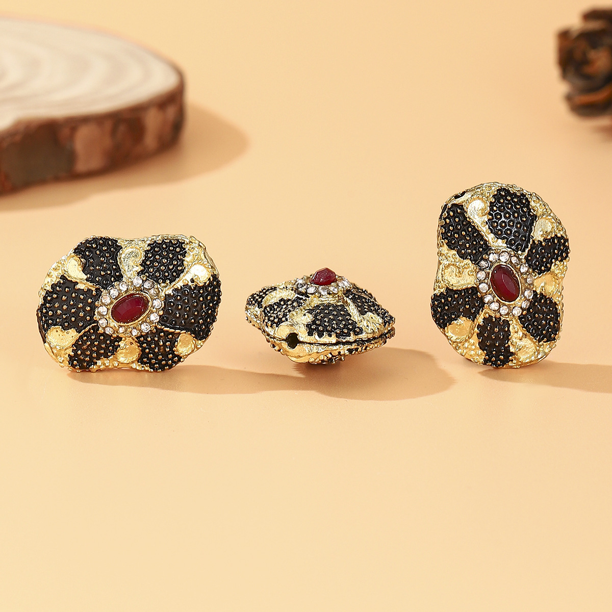 Tibetan-style Nepalese beads, loose beads, copper beads, back cloud inlay, retro ethnic style DIY jewelry accessories, spacer beads, bucket beads pic 38