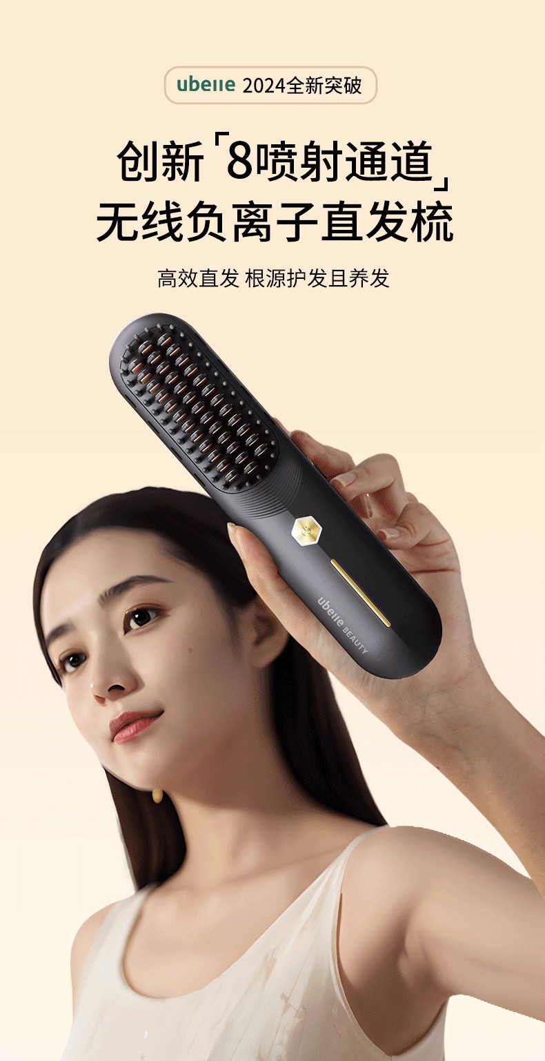 UBelle hair straightening device Gift: Fluffy high skull top comb, bangs, negative ion non-damaging hair, electric curling iron, a magic tool pic 1