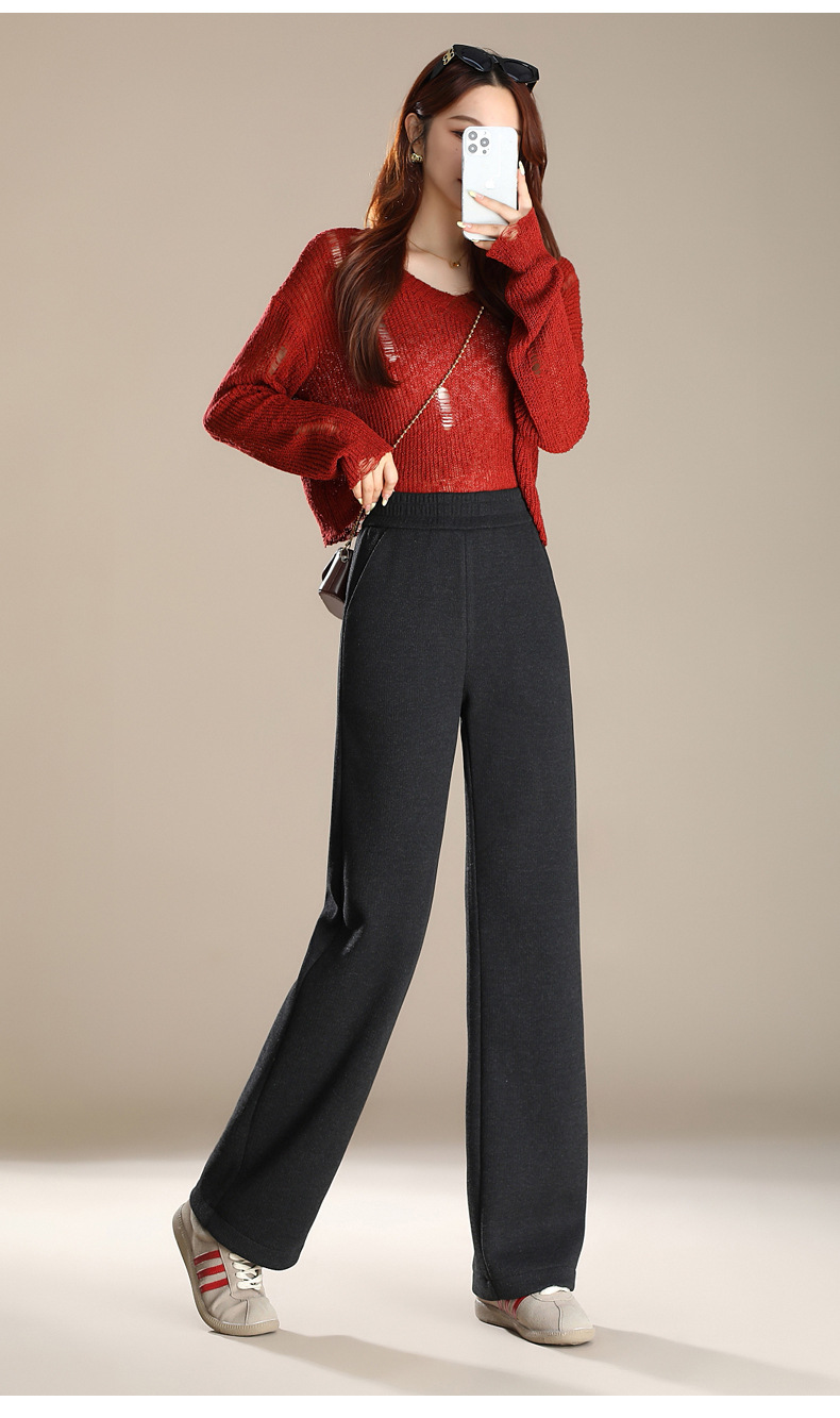 The new wide-leg pants make you look slimmer and taller. They are comfortable, loose, made of silk, skin-friendly, and have a snug drape effect. They are also warm and floor-length pants pic 18