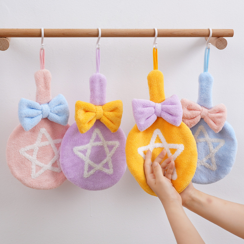 【 Chi Jia 】 Coral Fleece popular lollipop hand towels, hanging cute hand wash towels, Absorbent towels for bathroom pic 1