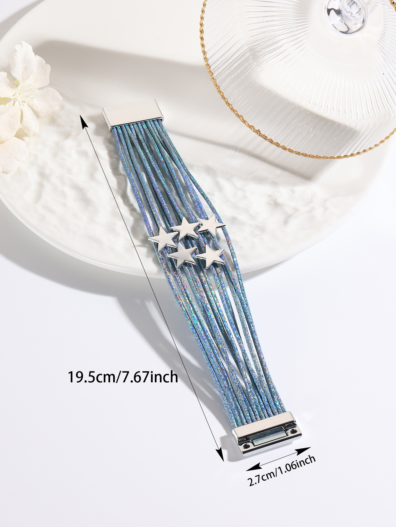 跨境欧美多层皮条手链设计女皮革手镯创意五角星配件磁吸手绳批发详情21