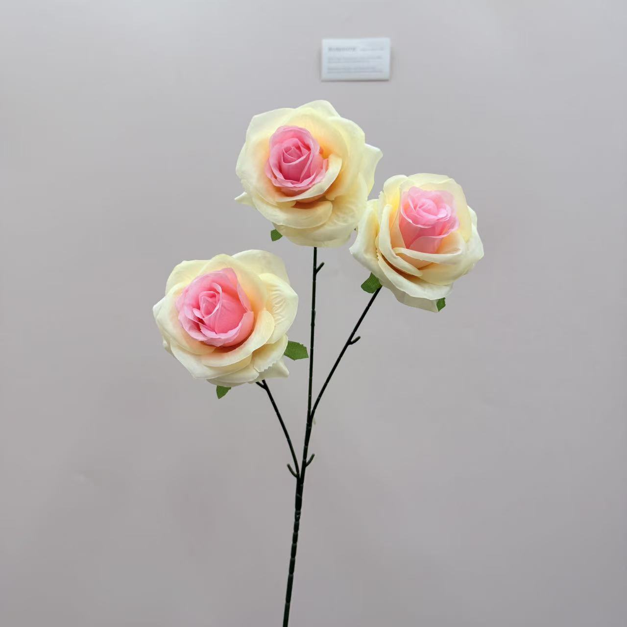 仿真花3头玫瑰花钻石玫婚庆用花仿真玫瑰花假花婚庆地排花艺装饰详情18