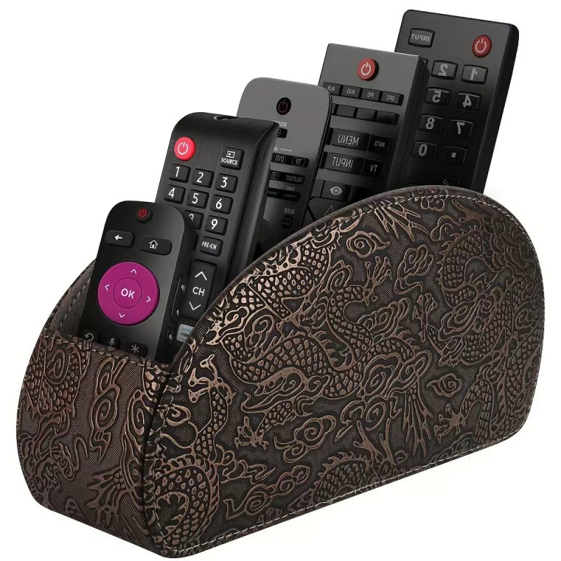 Leather storage rack with compartments, home leather storage rack, remote control stand, box tray, desktop organization pic 5