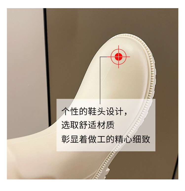 跨境时尚高筒雨鞋女保暖厚底韩版百搭防水靴外穿防滑厨房胶鞋女士详情24