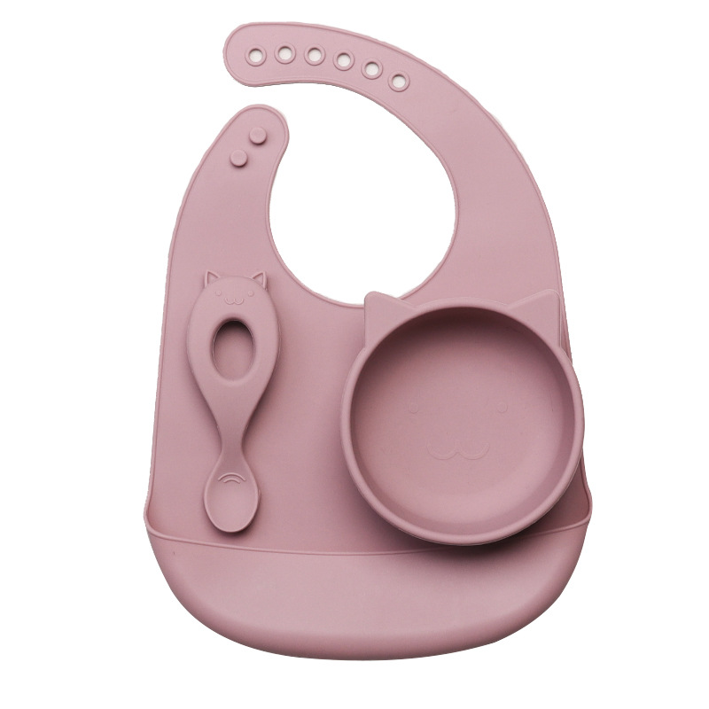 食品级硅胶餐具套装儿童喂养卡通辅食硅胶碗吃饭勺子围兜宝宝吃饭详情8