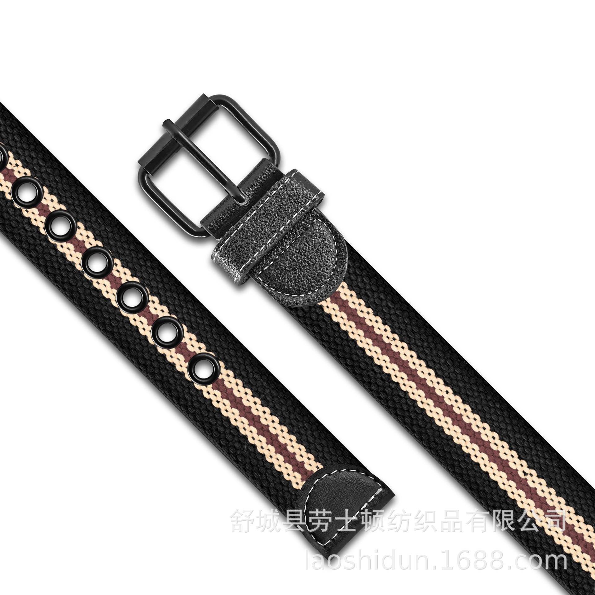 新款100克加厚条纹棉带 编织内腰带针扣训练常服皮带战术腰带详情1