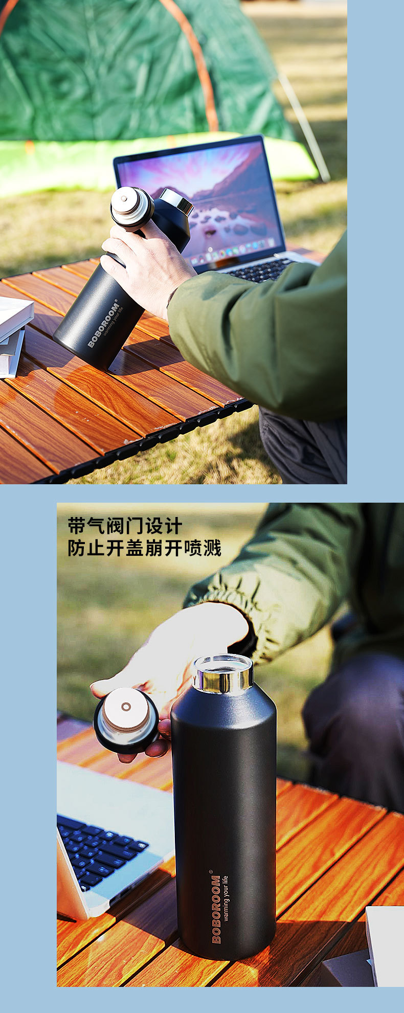 BOBOROOM threaded insulated cup, 316 stainless steel large-capacity water cup, student coffee cup, portable pic 31