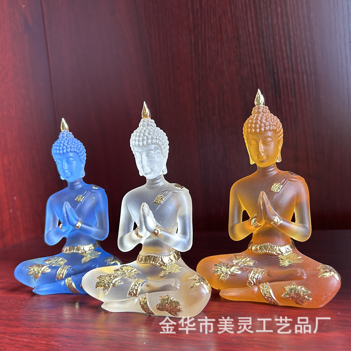 水琉璃佛像合手坐佛跨境热销禅意居家饰工艺品泰式印度佛树脂摆件详情6