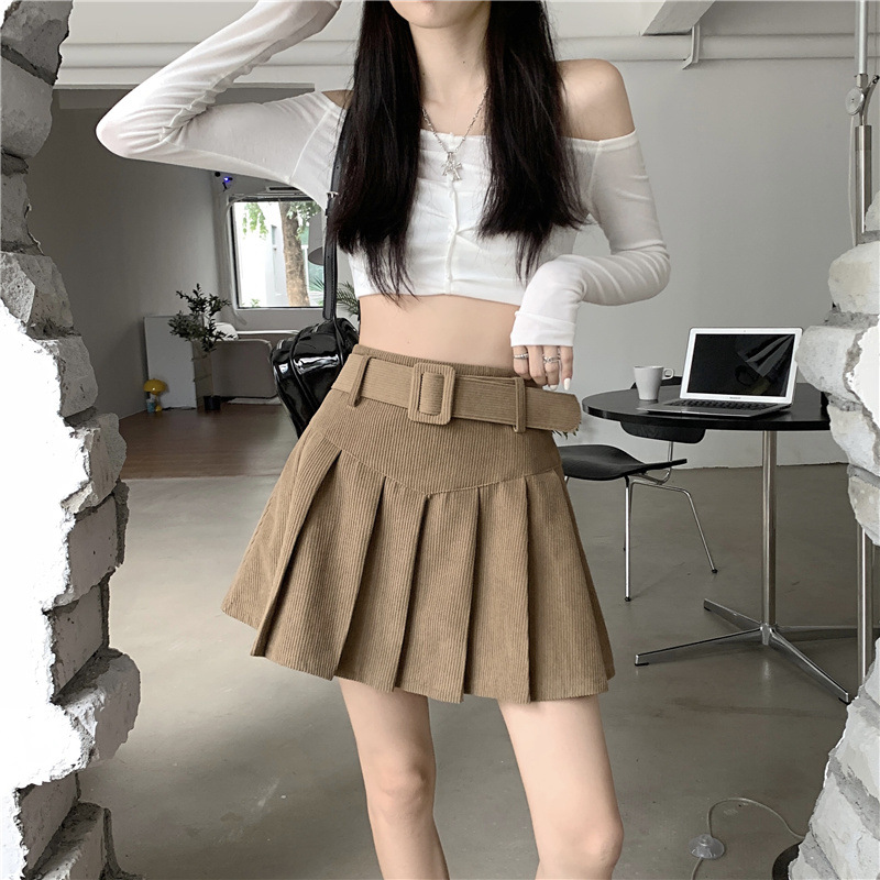 秋冬季韩版2024新款时尚辣妹高腰显瘦短款百搭纯色百褶半身裙子女详情3