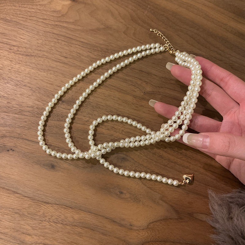 Irregular long pearl necklace, French light luxury style, sweater chain, niche simple and high-end necklace wholesale for women pic 9